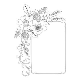 Floral frame portrait black and white clipart