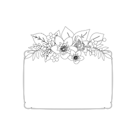Flower border black and white clipart