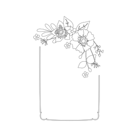 Floral border portrait black and white clipart