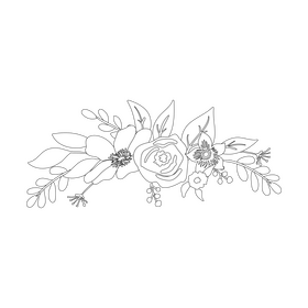 Flowers for frame and border black and white clipart