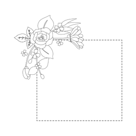 Pink floral border black and white clipart