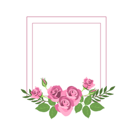 Pink roses flower border clipart