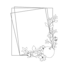 Apple flower frame black and white clipart