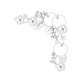 Apple blossom fruit frame black and white clipart