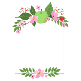 Portrait apple blossom flower frame clipart