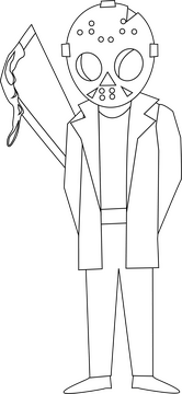 Jason cartoon black and white clipart