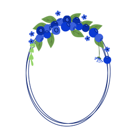 Oval flower frame of blueberry fruit blossom clipart