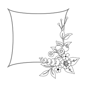 Blueberry frame black and white clipart