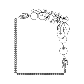 Flower frame of cherry blossom black and white clipart