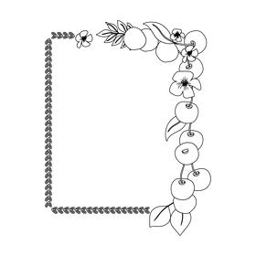 Cherry blossom flower portrait border black and white clipart