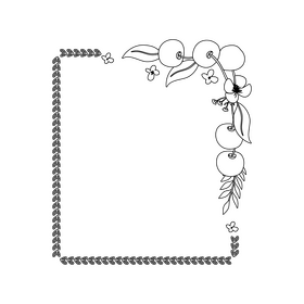 Cherry blossom floral border black and white clipart