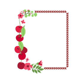Cherries blossom portrait border clipart