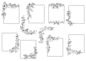 Strawberry fruit blossom flower frame and border black and white vector