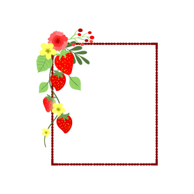 Strawberry fruit flower border clipart