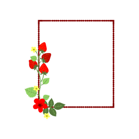 Strawberries blossom flower and leaves frame clipart