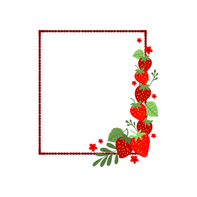 Strawberries floral border clipart