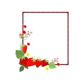 Flower frame of strawberries blossom clipart