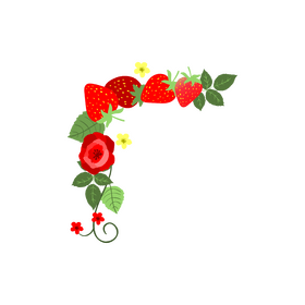 Transparent strawberries with blossom and leaves frame clipart