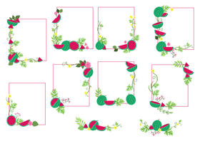 Watermelon blossom flower frame and border vector