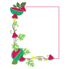 Watermelon and floral frame clipart