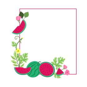 Watermelon blossom flowers frame clipart