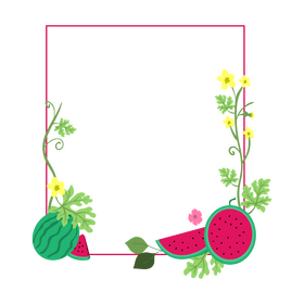 Watermelon fruit blossom floral frame clipart
