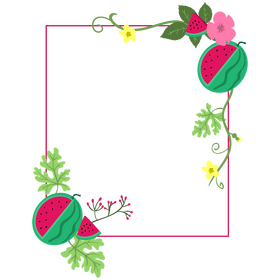 Floral frame of watermelon clipart