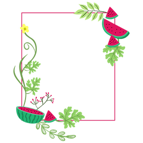 Flower border of watermelon blossom clipart