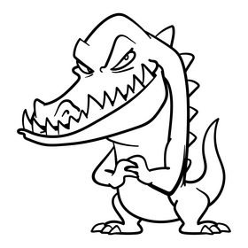 Crocodile cartoon black and white clipart