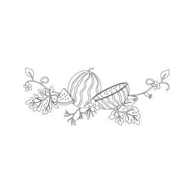 Transparent watermelon blossom border black and white clipart