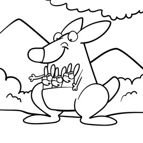 Kangaroo cartoon drawing black and white vector
