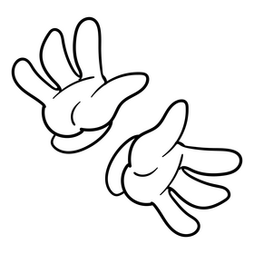 Hands cartoon black and white clipart