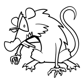 Rat cartoon black and white clipart
