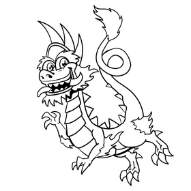 Dragon cartoon black and white clipart