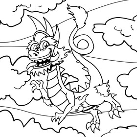 Dragon cartoon drawing black and white vector