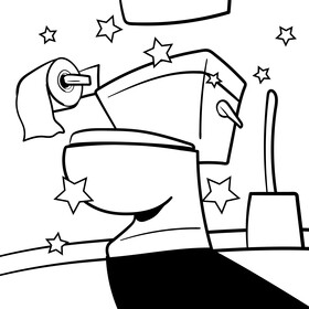 Toilet cartoon drawing black and white vector