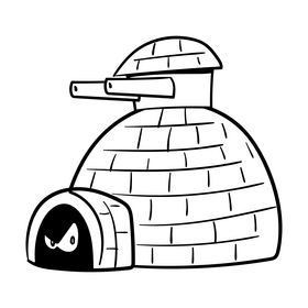 Igloo cartoon black and white clipart