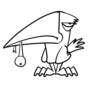 Crow cartoon black and white clipart