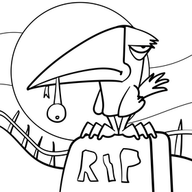 Crow cartoon drawing black and white vector