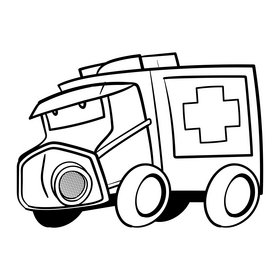 Ambulance cartoon black and white clipart