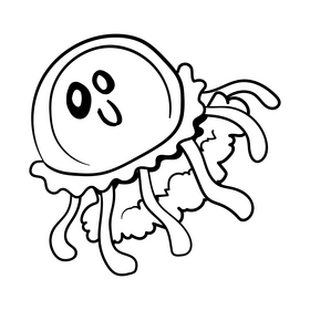 Jellyfish cartoon black and white clipart
