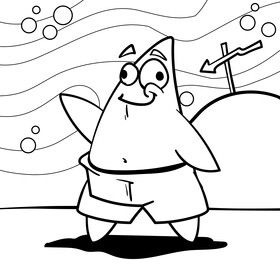 Starfish cartoon drawing black and white vector
