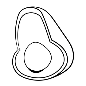 Avocado cartoon black and white clipart