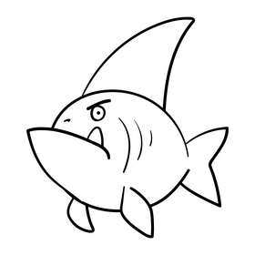 Baby shark cartoon black and white clipart