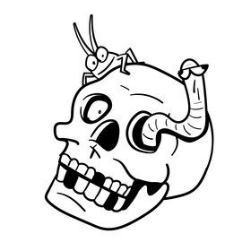 Skull cartoon black and white clipart