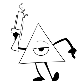 Triangle cartoon black and white clipart