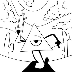 Triangle cartoon drawing black and white vector