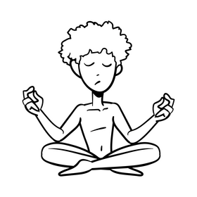 Yoga cartoon black and white clipart
