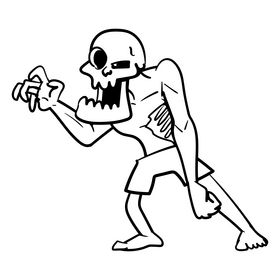 Zombie cartoon black and white clipart free download