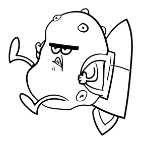 Potato cartoon black and white clipart